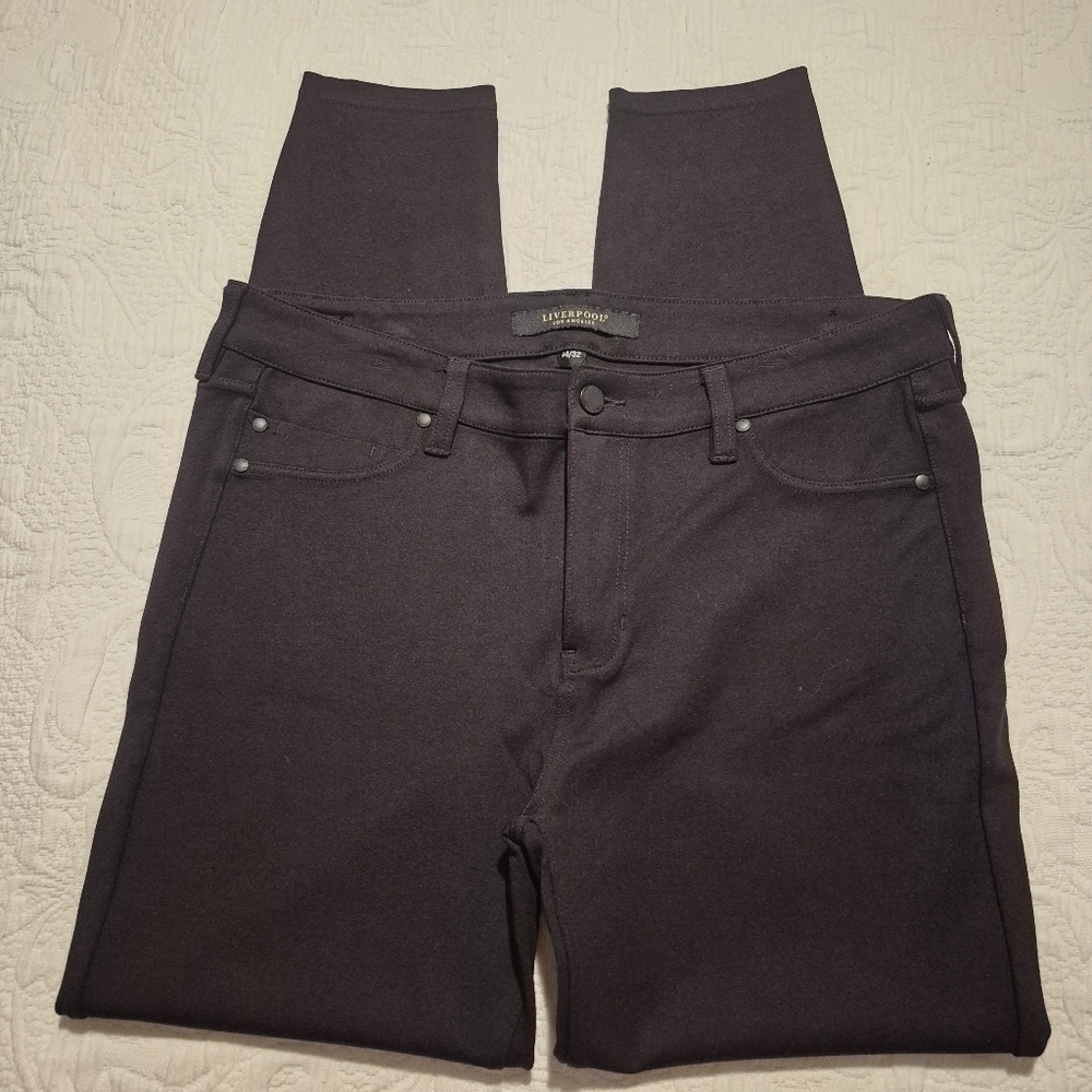 Liverpool women's size 14 black mid rise Ponte flat front skinny VGUC